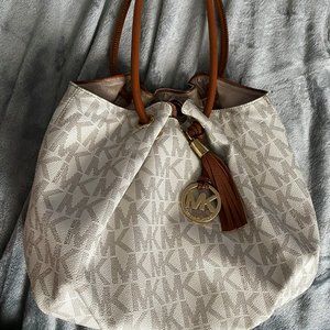 White and brown Michael Kors Handbag